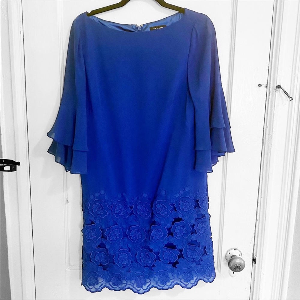 Tahari ASL Royal Blue Shift Dress Size 6